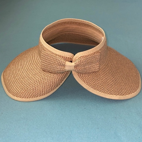 TALEEN visor adjustable hook and loop closure bow detail weaved paper size OSFA main image 5